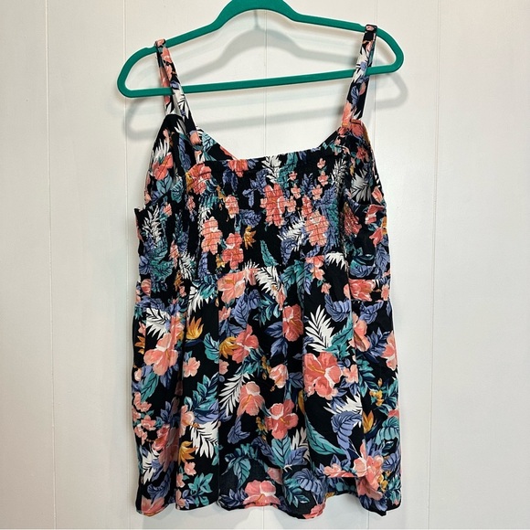 Torrid Black Tropical Babydoll Floral Sweetheart Neckline Adjustable Tank 4X - Picture 5 of 5